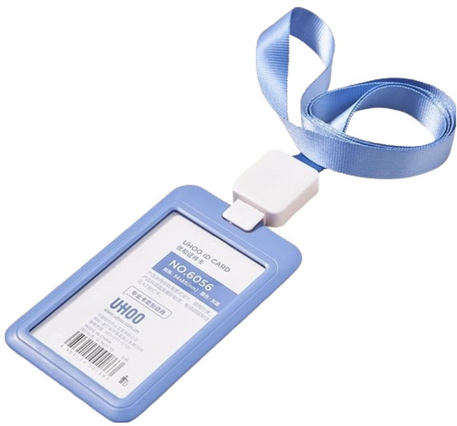 엠페니 릴홀더 사원증 사각 케이스 목걸이, 블루, 1개