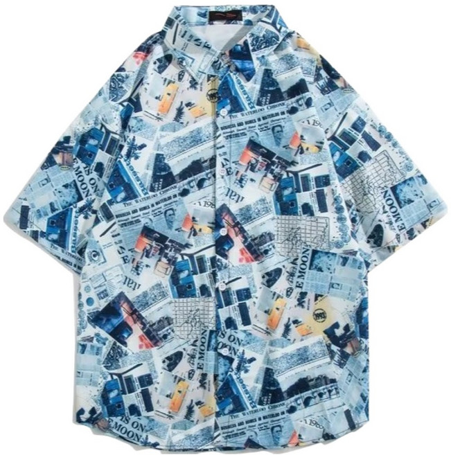 남성용 오버핏 하와이안 셔츠 25S002159