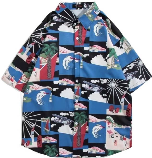 男性用寬鬆版型夏威夷襯衫 25S002157