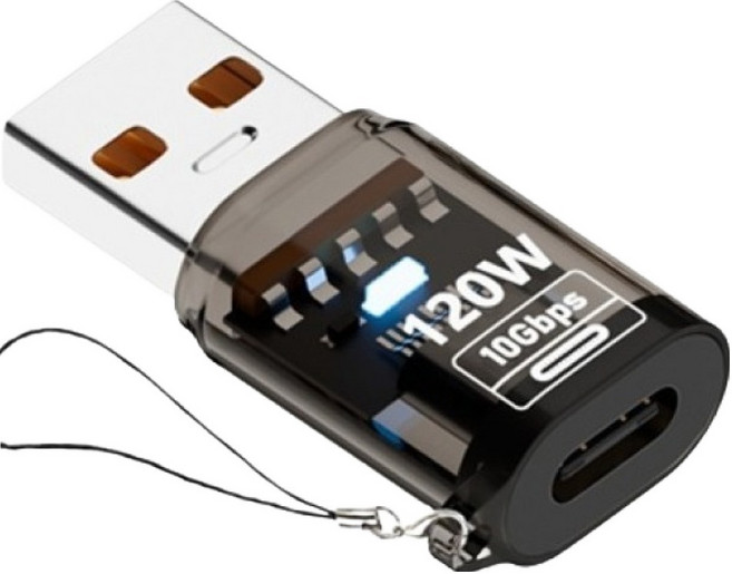 호후 LED USB C타입 고속충전 120W 미니 젠더 CTOA, 투명블랙, 1개, 32mm