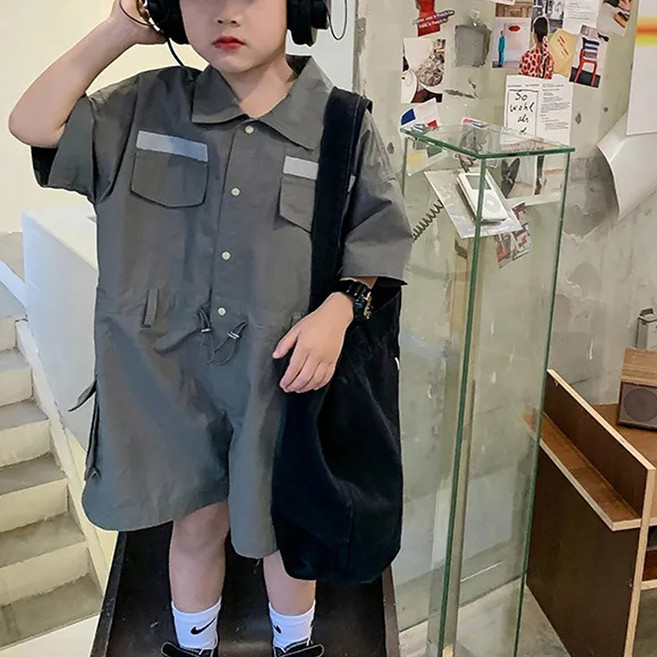 스타빈 남아용 빅포켓 반팔 점프수트