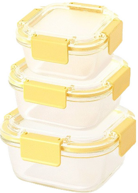 라임올리브 G190 강화유리 밀폐용기 정사각 3종세트, 1세트, 320ml + 520ml + 800ml