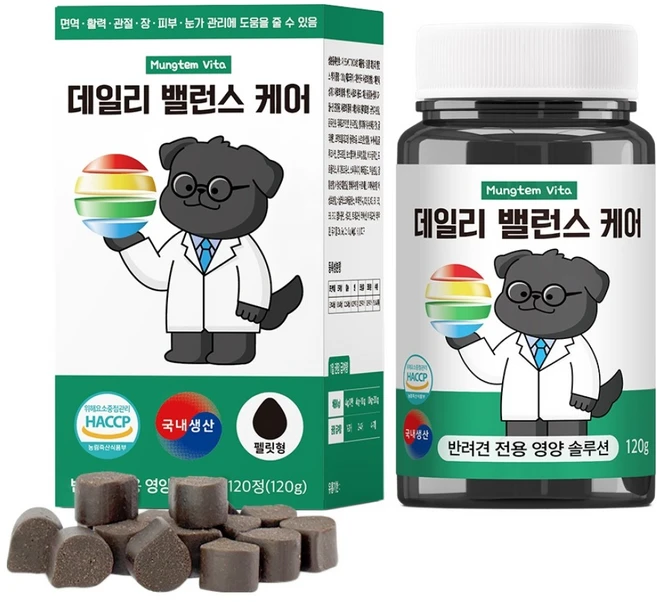 멍템 강아지 데일리 밸런스 케어 영양제, 120정, 종합영양제, 1개 - 쿠팡