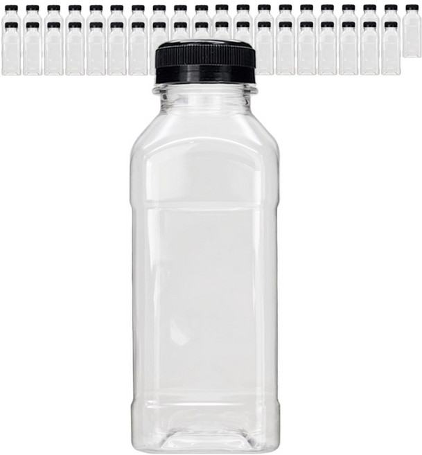 미르코리아 고강도 프리미엄 투명 페트 사각 우유병 블랙, 350ml, 40개