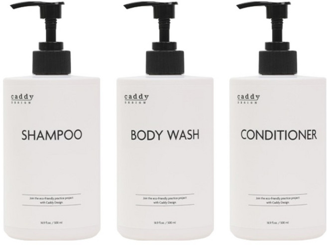 캐디디자인 오코리븐 리필용 디스펜서 공병 500ml x 3p + 스티커 세트 CDDW02, 1세트, 화이트(공병)