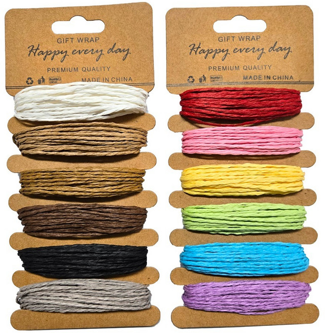 길그리 종이 컬러 지끈 트와인끈 12종 세트 1.5mm, 혼합색상, 1세트, 5m