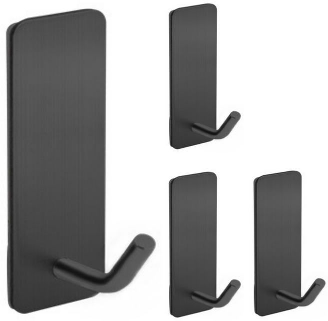 비긴투올 다용도 304스텐 접착식 고리형 후크, 블랙, 4개