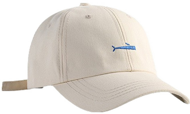 더플로우커머스 캐주얼 심플 물고기 자수 사이즈 조절 야구모자