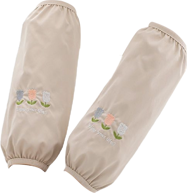 썬데이 주방용 착용감 좋은 미술용 방수 팔토시 2p, 작은 꽃 세 송이 카키