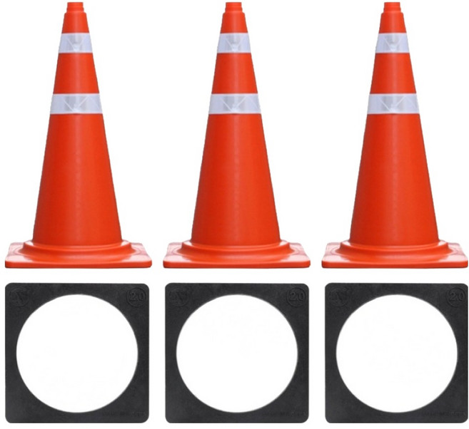 신도산업 칼라콘 + 보강덮개 세트, 오렌지 + 블랙, 3세트