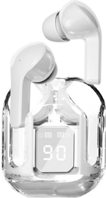 템플러 LCD 디스플레이 탑재 투명 무선 블루투스 이어폰, BT-W500, 화이트