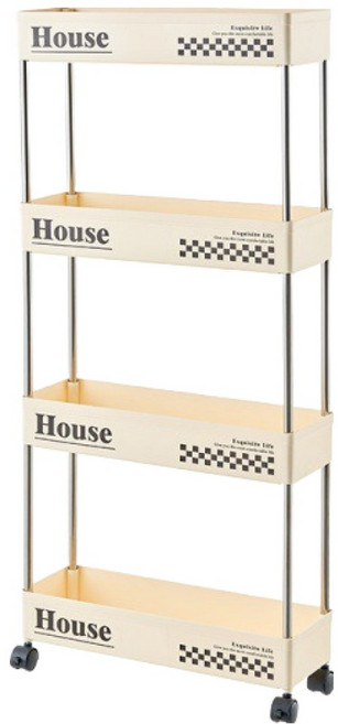 크리미 하우스 슬림 다용도 이동식 트롤리 15cm HR1271, 크림, 4단