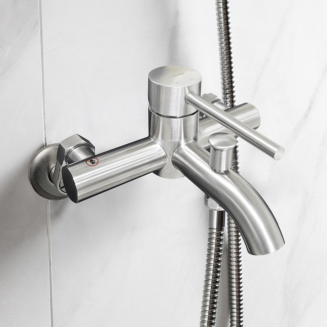 도비도스 무광 스텐 벽붙이 욕조수전 세트 방문설치, 1세트