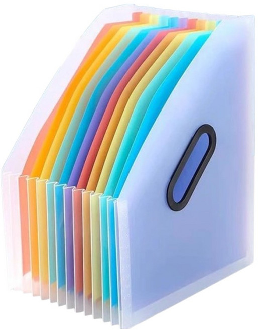 코지웰 아코디언 서류정리 서류꽂이 스탠드 13칸 세로형, 레인보우, 1개
