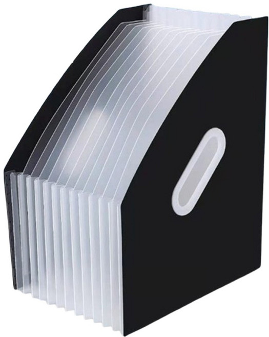 코지웰 아코디언 서류정리 서류꽂이 스탠드 13칸 세로형, 블랙, 1개