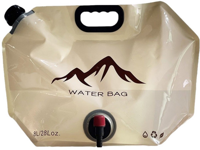 스포니언 휴대용 접이식 캠핑용 차박 워터백 8L, 크림, 1개