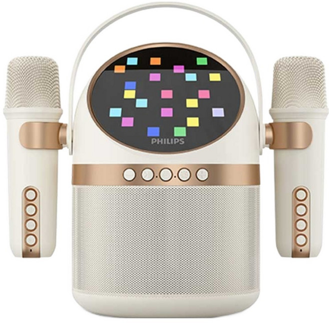 필립스 휴대용 LED 블루투스 노래방 스피커 화이트 + 마이크 2p 세트, TAS2509