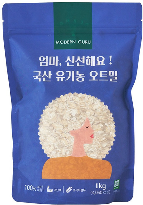 모던구루 엄마 신선해요 국산 유기농 오트밀, 1kg, 1개