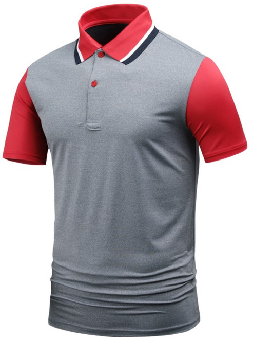 다꾸앙 남성용 스판덱스 소매 배색 반팔 카라티 H03K9_tp5610