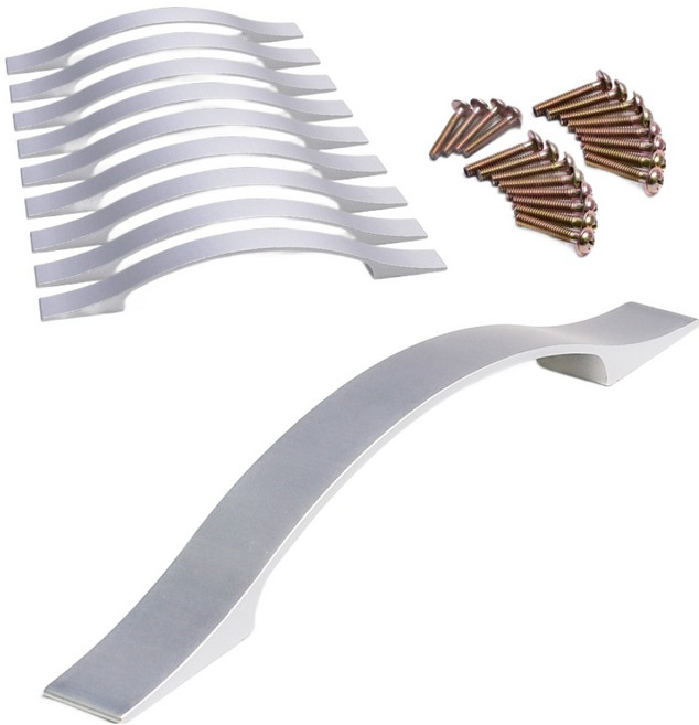 손잡이세상 싱크대 2구 가구손잡이 P128, 실버, 10개