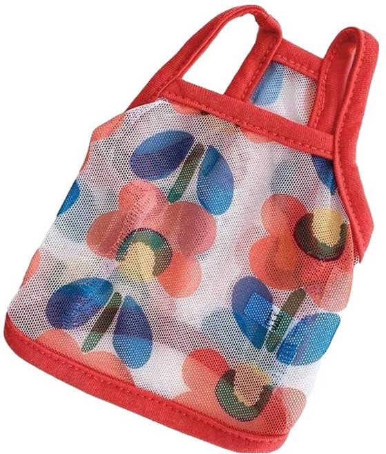 코코스튜디오 강아지 라라 튤립 꽃 망사 나시 티셔츠, 레드, 1개