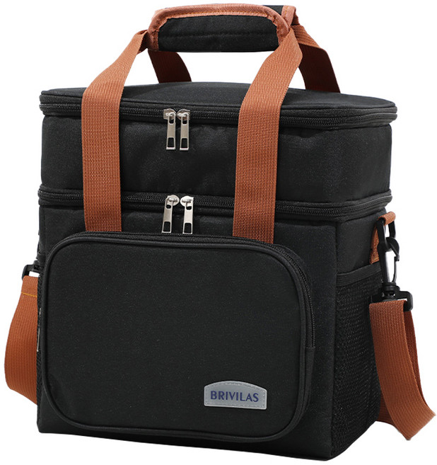 브리빌라스 보냉 도시락가방 2단 쿨러백, 블랙, 1개