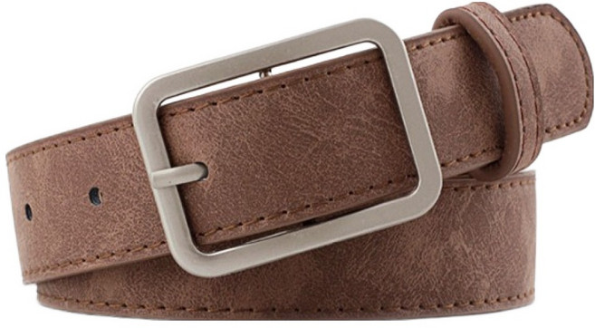 딥톡 매트 실버 사각버클 캐주얼 벨트 DT0758