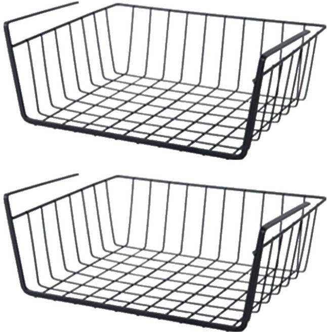 앞날창창 주방 걸이형 선반 싱크대 하부장 수납 정리대 정리함 소형, 블랙, 2개