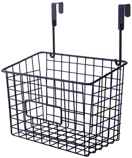 앞날창창 무타공 걸이형 주방 싱크대 철제 수납 바스켓, 블랙, 1개