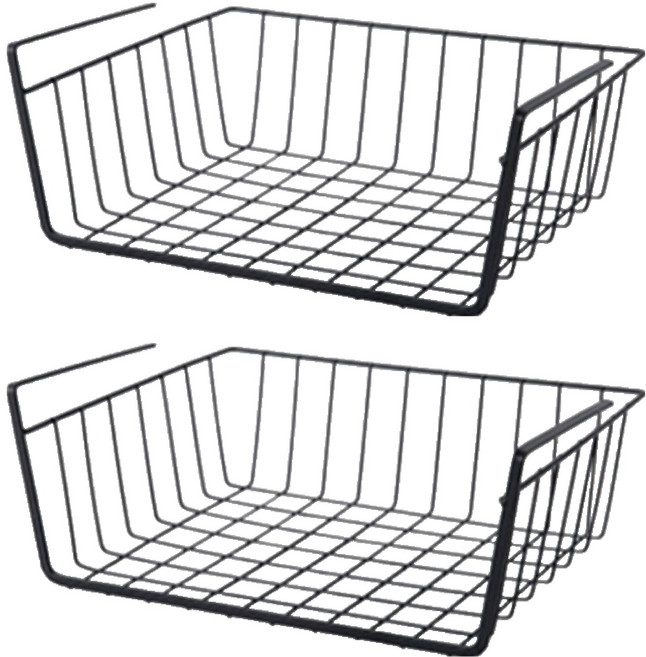 앞날창창 주방 걸이형 선반 싱크대 하부장 수납 정리대 정리함 대형, 블랙, 2개