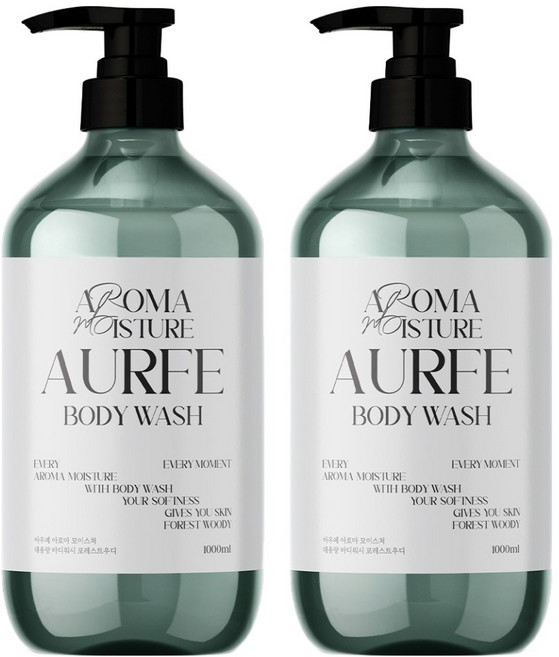 아우페 아로마 모이스처 대용량 퍼퓸 바디워시 포레스트우디향, 1L, 2개