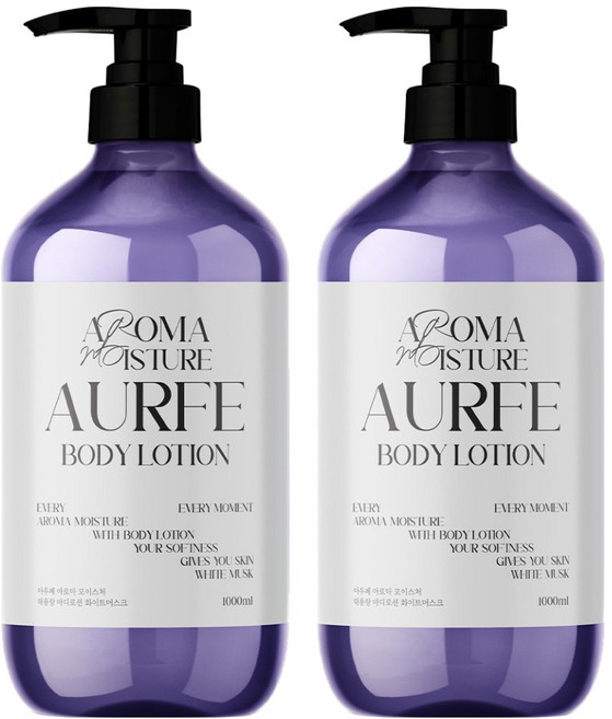 아우페 아로마 모이스처 대용량 바디로션 화이트머스크향, 1L, 2개