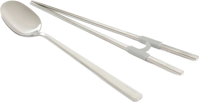 탁가온 유아용 수저세트, 무광 + 그레이, 숟가락 + 젓가락 + 교정기, 1세트