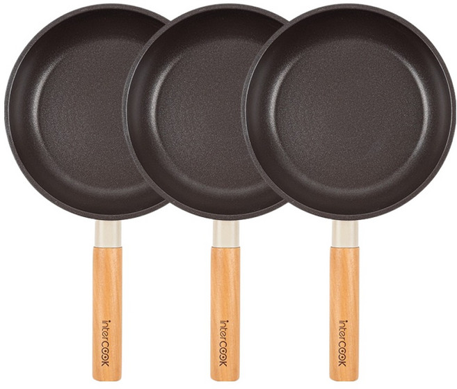 인터쿡 인덕션 포레스트 후라이팬 세트 3개, 베이지, 1세트, 후라이팬 20cm + 후라이팬 20cm + 후라이팬 20cm