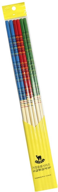 영수산업카멜 대나무 튀김 젓가락 3벌 세트, 혼합색상, 1세트