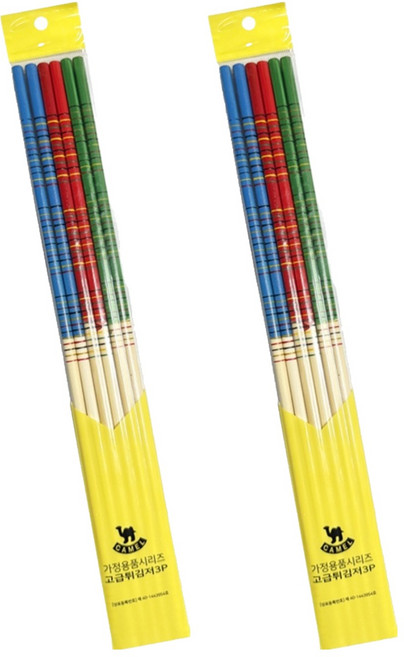 영수산업카멜 대나무 튀김 젓가락 3벌 세트, 혼합색상, 2세트