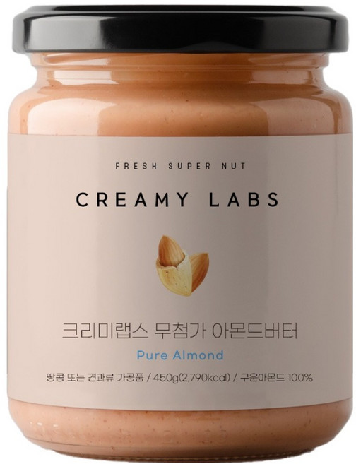 크리미랩스 무첨가 아몬드버터 스프레드, 450g, 1개