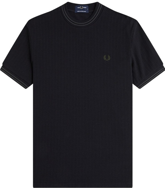 FRED PERRY Ribbed 運動衫短袖T恤 M8679, 黑色