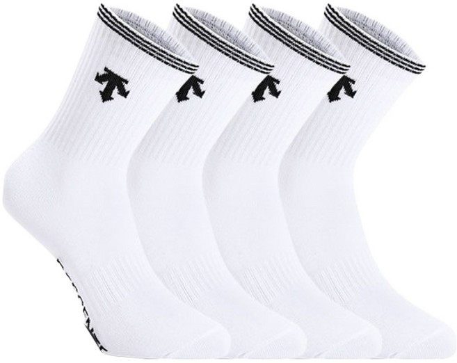 데상트 여성용 탑라인 중목양말 4켤레 세트, 화이트, 1세트