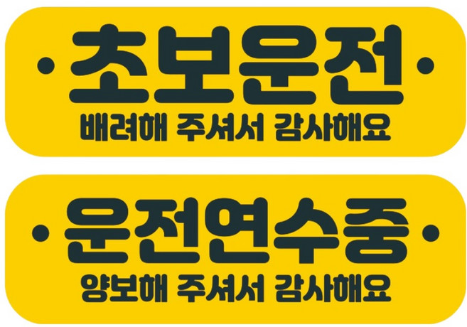 뭉키데코 고휘도 반사 칼라 탈부착 자석 차량스티커 2종세트 230 x 70~75mm, RMA 001(001 초보운전, 183 운전 연수중), 1세트