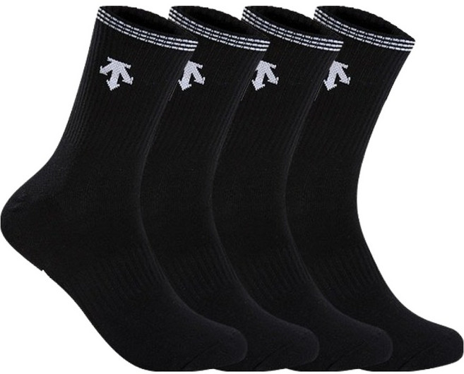 데상트 남성용 탑라인 중목양말 4켤레 세트, 블랙, 1세트