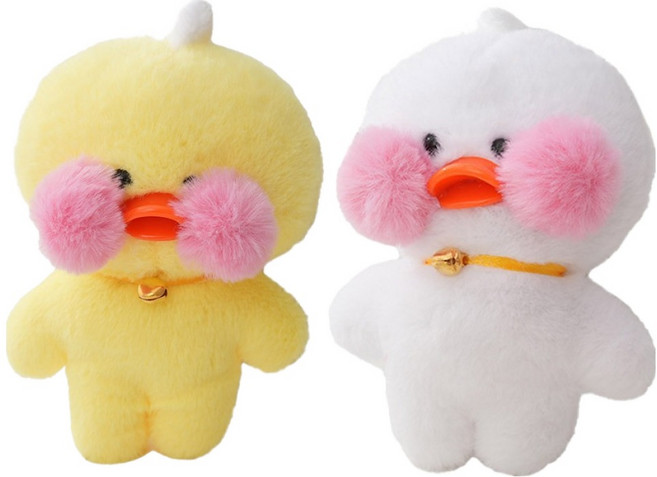 아이끌레 베베 오리 인형 키링 2종 세트, 13cm, 화이트, 옐로우, 1세트