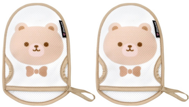 마니또 아동용 쥬쥬 목욕장갑 어덜트, 베어, 2개