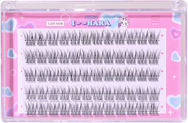 아이하라 가로5줄 노글루 쓰리픽스 속눈썹, 1개, 블랙