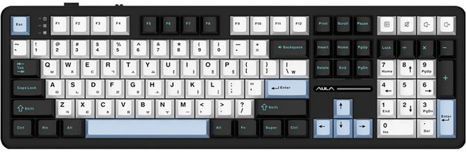 AULA 펀키스 유무선 독거미 한글 기계식 키보드, 스카이 블랙, F108, LEOBOG 저소음솜사탕축