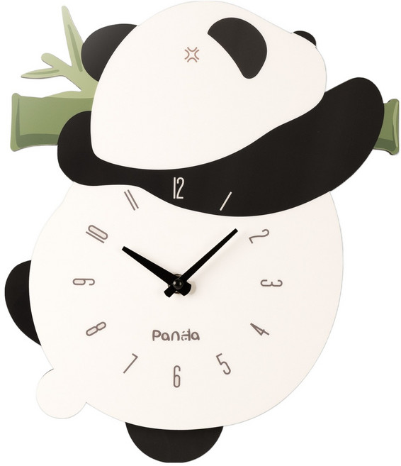 라비타홈 둥실둥실 판다 무빙 무소음 벽시계 L100, 블랙 + 화이트