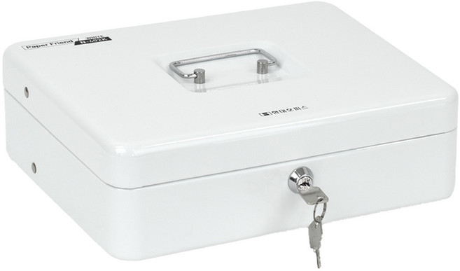 페이퍼프랜드 소형 가정용 미니 카운터 열쇠형 금고 N-402K, 화이트