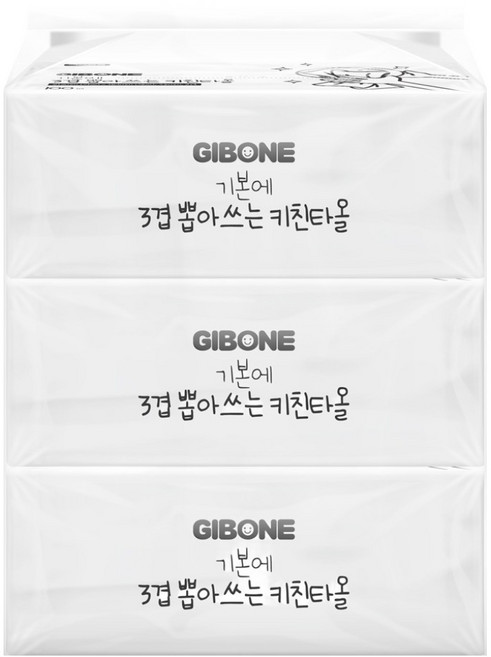 기본에 3겹 뽑아쓰는 각키친타올, 100개입, 3개