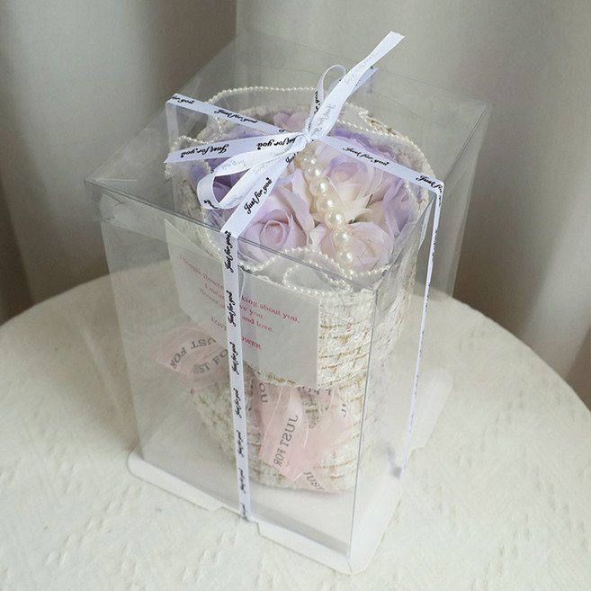 小香風香皂花束禮盒 附透明禮盒 + 燈飾 CN0349-D 9朵, 漸變紫色, 1盒