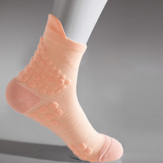 폴링 여성용 이중 엠보 쿠션 스포츠 러닝 중목 양말 4켤레 세트, 피치, 1세트